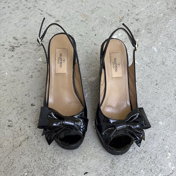 Valentino Bow Patented leather wedges - Picture 3 of 10